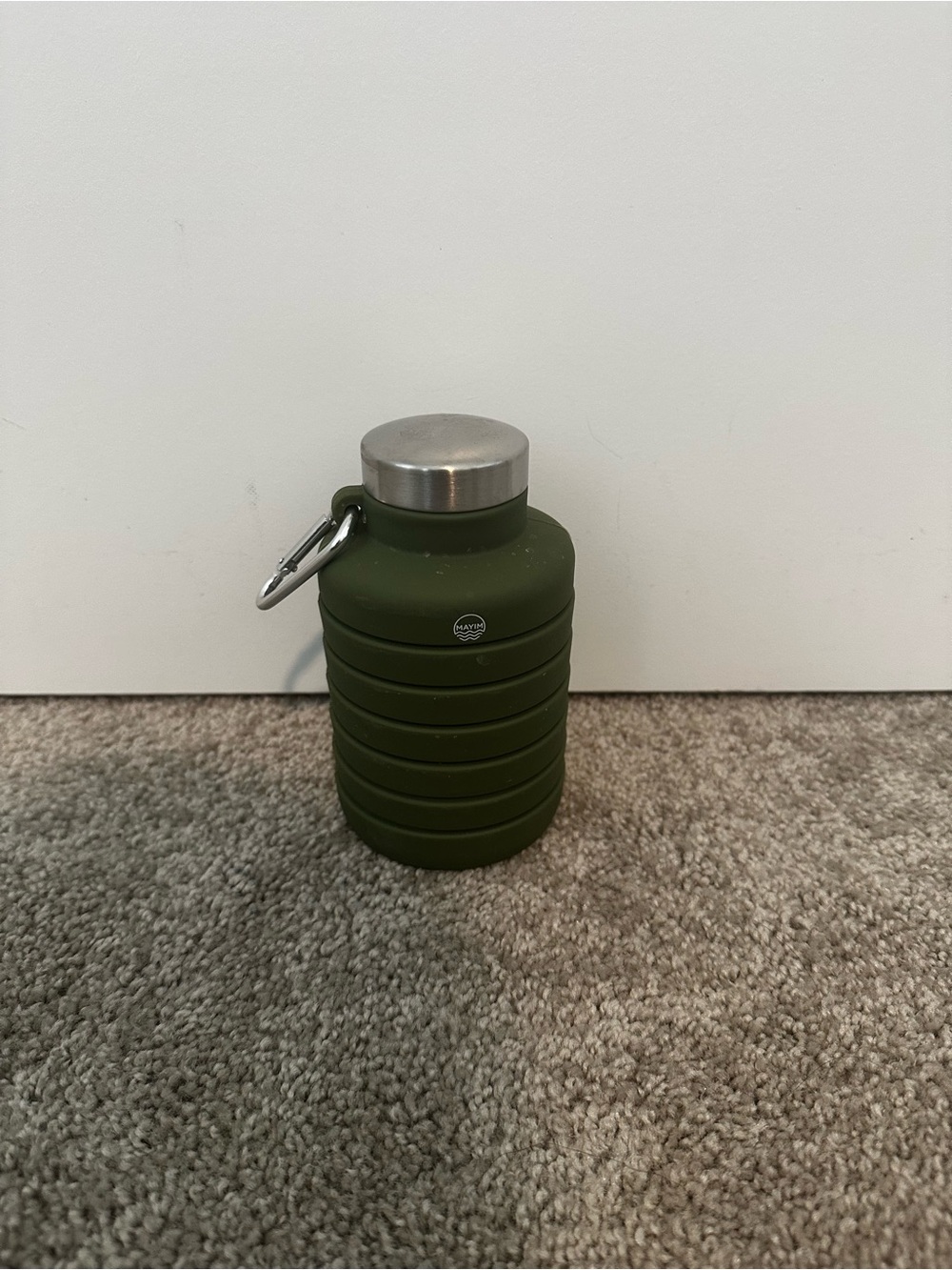 Collapsible Silicone Water Bottle in Olive Green